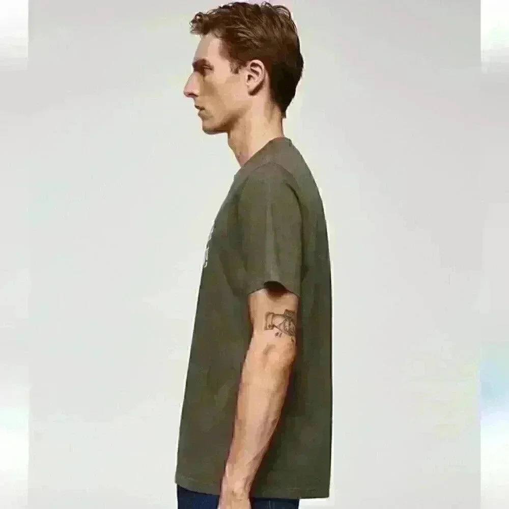 Men's Cotton Brand Green T-shirt - size Medium